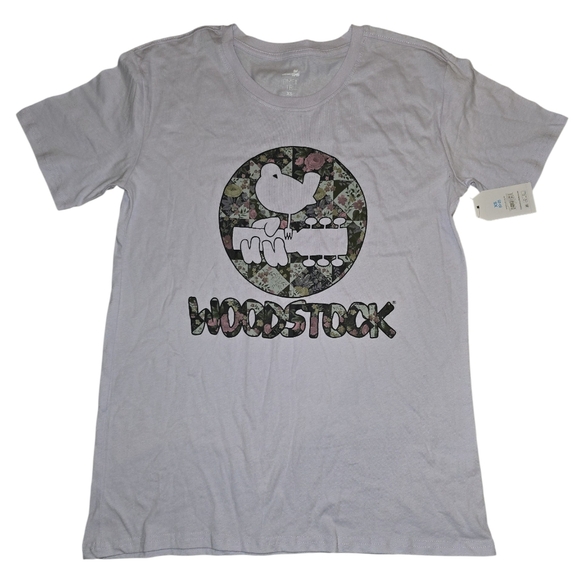 Time and Tru Tops - Woodstock Graphic Tee with Floral Logo - Light Lalic